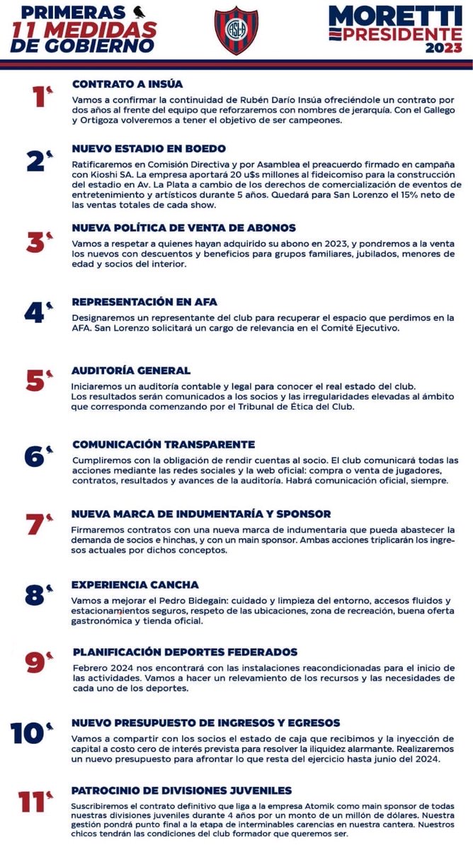Cada tanto es bueno recordarle a sus votantes
Lo peor es que le creyeron a Moretti que iba a hacer todo esto
El desconocimiento de la masa societaria nos llevó a este triste presente.