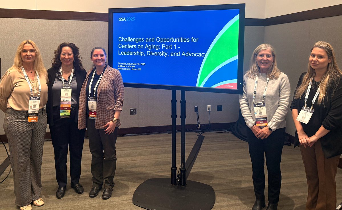 🌟What an energizing session at <a href="/geronsociety/">Gerontological Society of America (GSA)</a>! Grateful to present on Centers on Aging with the incredible team of Dr. Pamela Saunders, Dr. Angela Perone, <a href="/PatriciaHeynPhD/">Patricia C. Heyn, PhD, FGSA, FACRM</a>, &amp; <a href="/JodiWaterhouse/">Jodi Waterhouse</a> &amp; such engaged attendees. #GSA2025 #Leadership #Research #CentersonAging