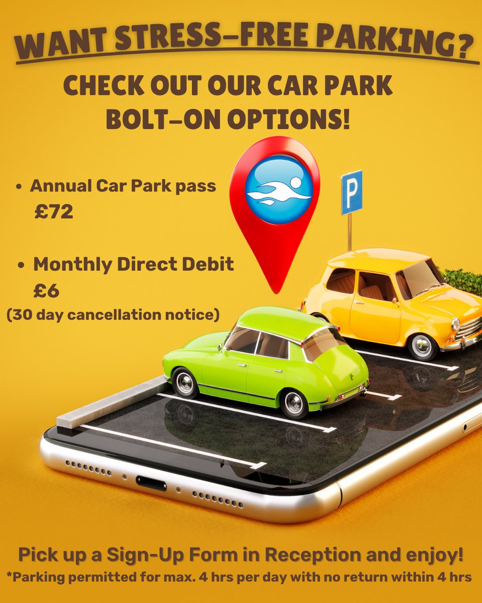 Tired of paying for car parking every time you come to the pool? Stress no more! Check out our car parking bolt-on options and only worry about what colour bathing suit you will use today 🚗🙅‍♂️🩱🩳 #swimfit #carpark #poolmembership #walesnationalpool