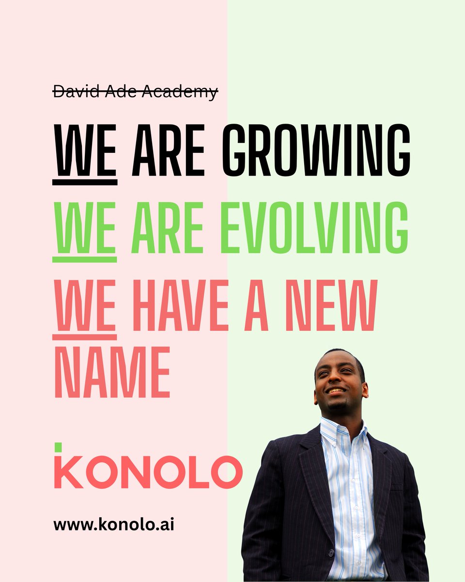 Konolo_ai's tweet image. We are retiring the name “David Ade Academy”. 

Konolo Data Analytics:

Data Analytics as a Service 
Live Data Analytics outsourcing
Ad-hoc Data Analytics services

Konolo Learning:

Live &amp;amp; On-Demand Data Analytics Training
Data Analytics Internships
Professional certification…