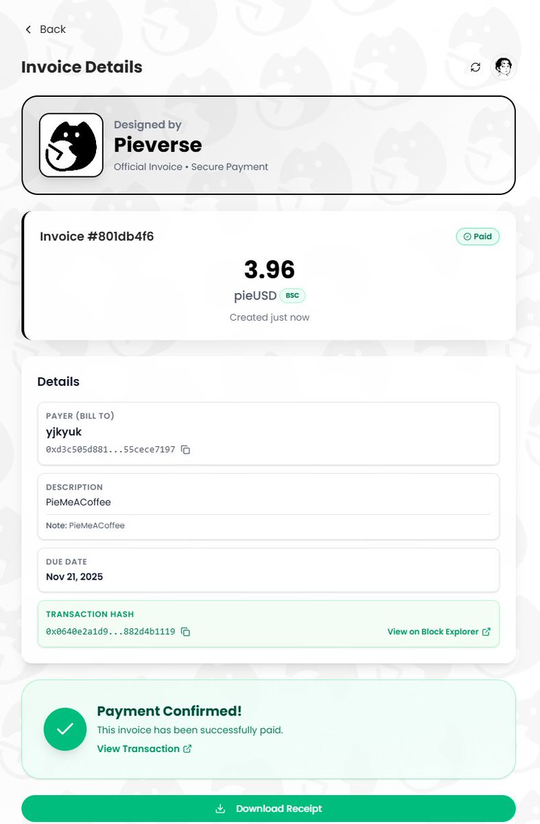 rileysimonowski's tweet photo. @pieverse_io #x402  #PieMeACoffee #Pieverse https://t.co/17m0d4SQ7L