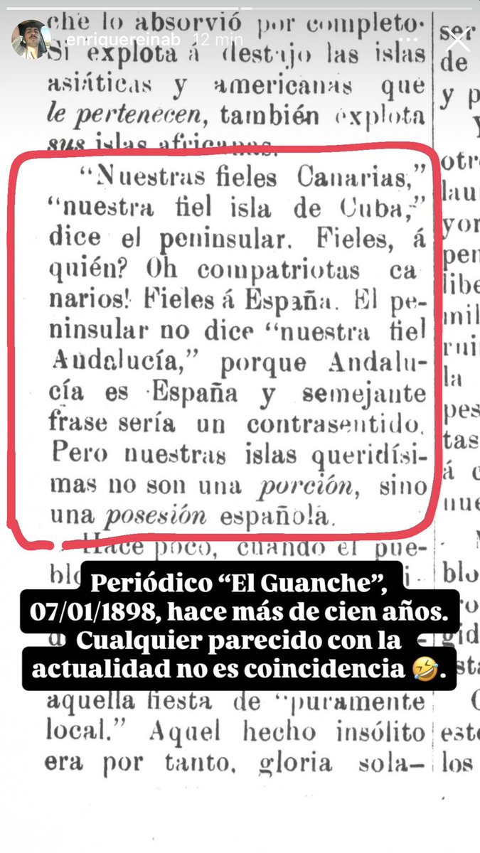 Captura de las historias de Enrique Reina. Creo que poco más hay que añadir