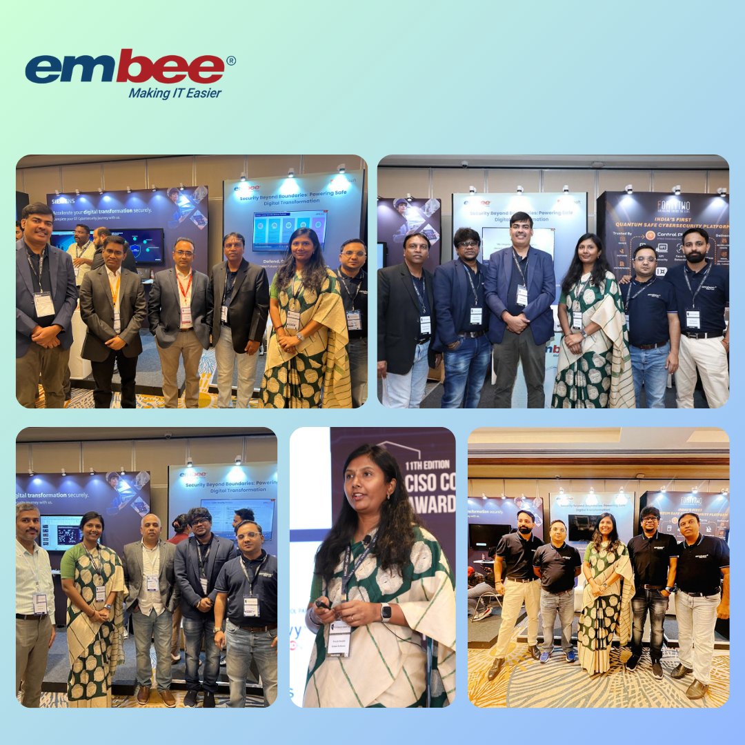 embeesoftware's tweet image. Proud to be part of the CISO Conclave &amp;amp; Awards 2024, where India’s top cybersecurity leaders came together to shape the future of security.

🔒 Conversations that matter.
💡 Insights that inspire.
🚀 A vision for a safer digital world.

Know More: embee.co.in/solutions/clou……