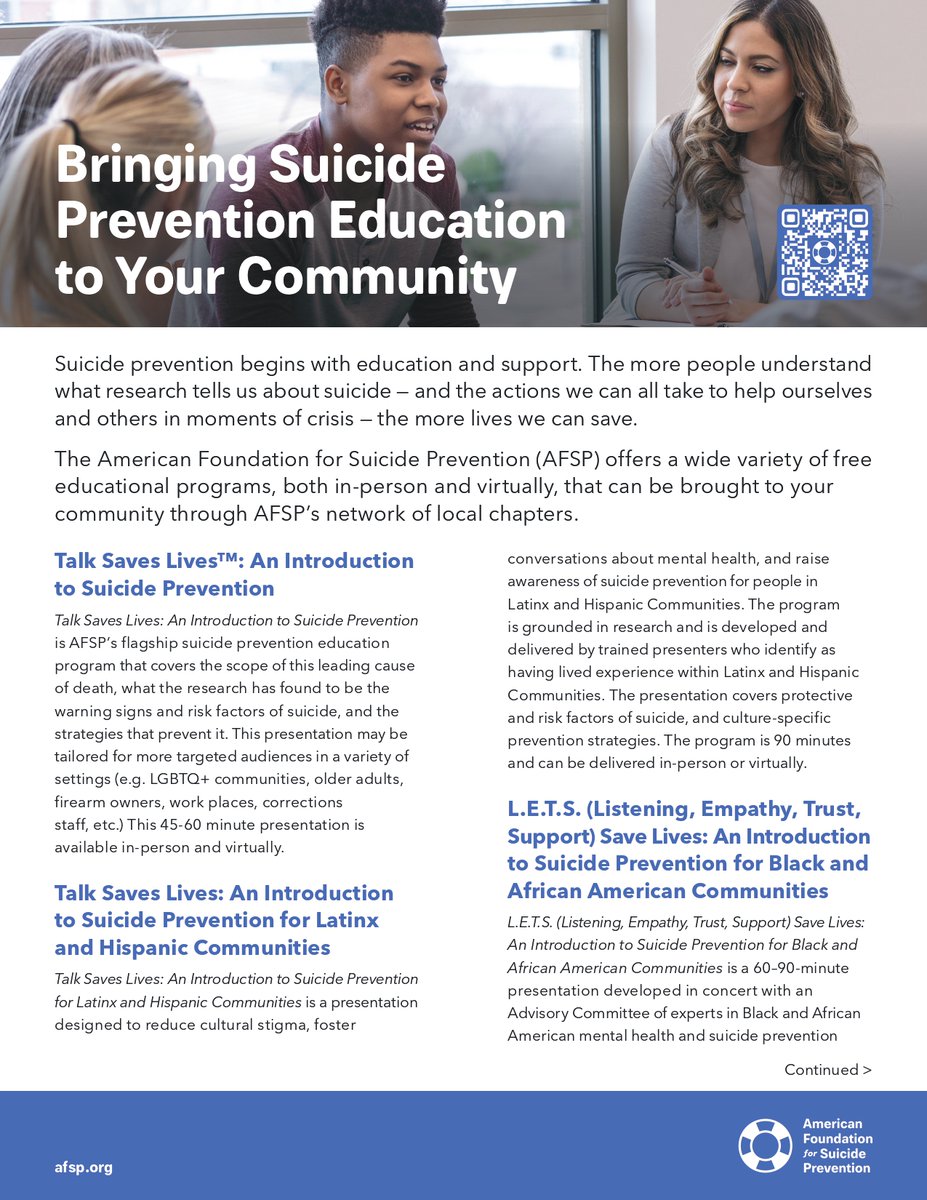 AFSPphilly's tweet image. Bring our programming to your community.  Message us here or email philadelphia@afsp.org to schedule.