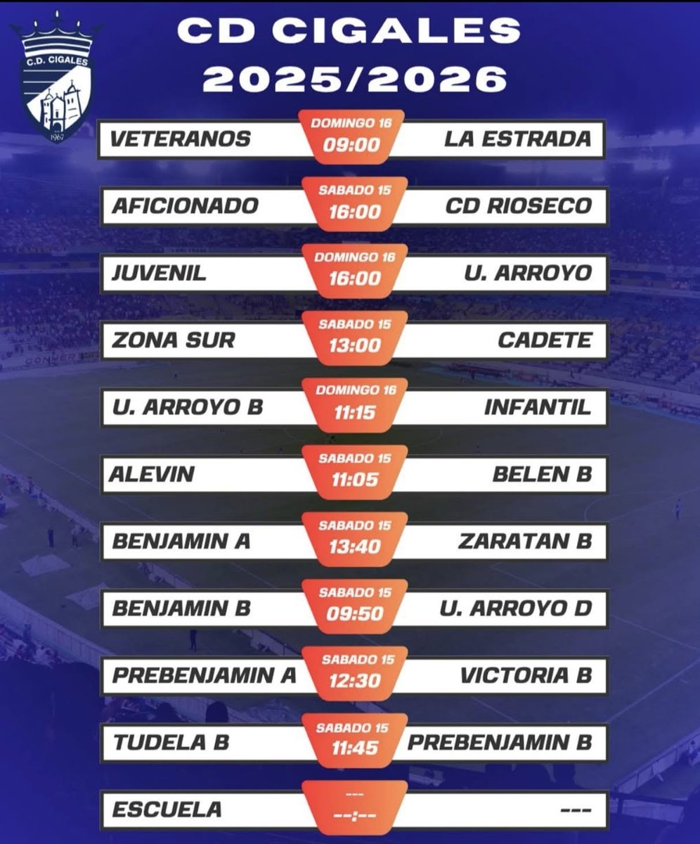 Compartimos los horarios de los partidos del Club Deportivo Cigales de este fin de semana en sus diferentes categorías.
