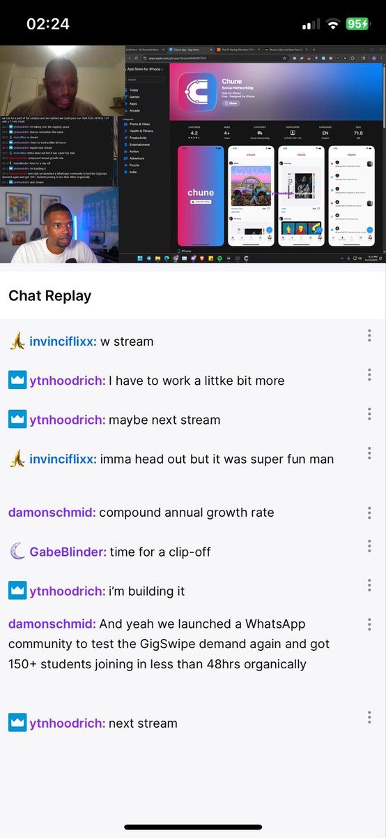 JAYCHUNE's tweet image. Jumped on a twitch stream for the first time this morning (2am London time) with @brycent_ &amp;amp; pitched @Chune_App 

Thanks again for the opportunity, he thought the idea is dope and is now following the journey 🙌

#staychuned 🧠