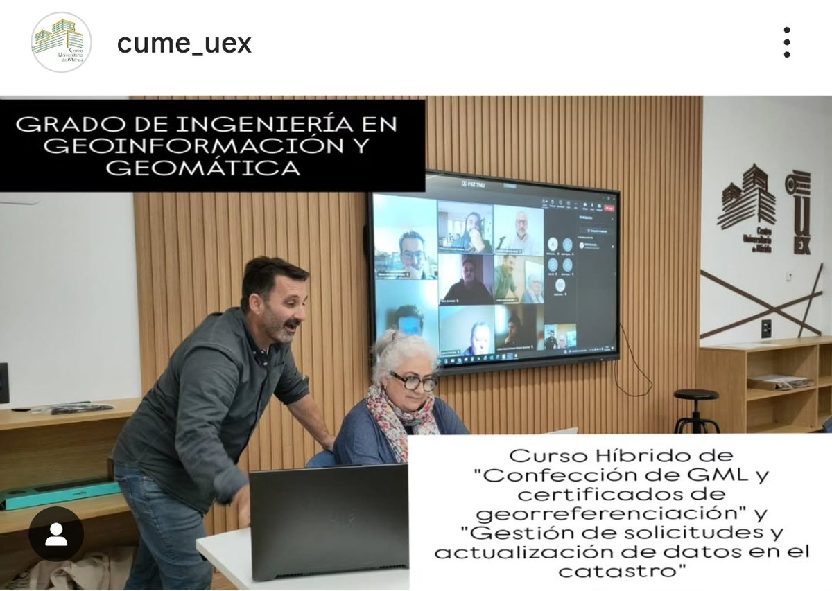 CUMe_UEx's tweet image. Curso híbrido en el CUMe sobre GML, georreferenciación y gestión catastral, impartido por Rosa María Espino Rastrollo y Roberto Carlos Lara Haya. Se ha desarrollado del miércoles hasta hoy, dentro del convenio @infouex (UEx)  @ICOI Colegio Oficial de Ingeniería Geomática.
