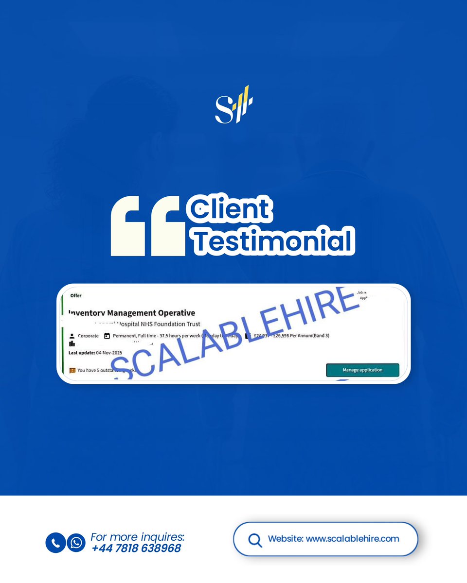 Scalablehire's tweet image. Another NHS offer secured!
This client stayed consistent, followed the strategy, and got the result they deserved.

Thinking of applying to the NHS too?
Comment “NHS” or send a DM — I’ll share the exact steps we use to help clients win.