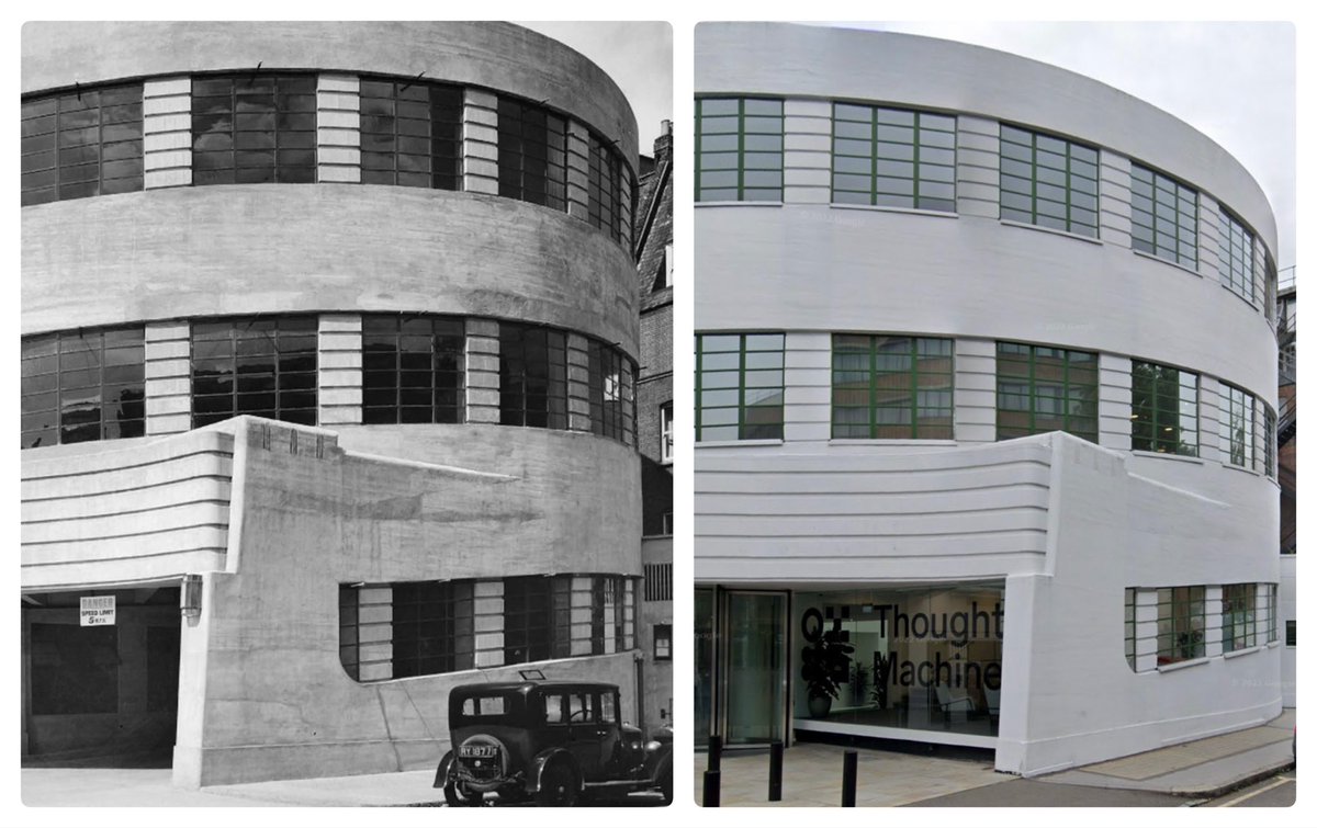 moore_dorian's tweet image. I’ve long admired this Bloomsbury adaptive reuse project. Once a Daimler car hire garage with a striking curved ramp, it later housed McCann’s London offices and now continues with new uses. A great Art Deco example;  A fave of my #adaptivereuse studies.