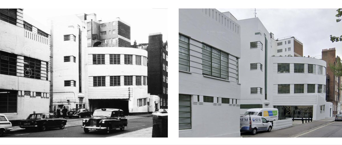 moore_dorian's tweet image. I’ve long admired this Bloomsbury adaptive reuse project. Once a Daimler car hire garage with a striking curved ramp, it later housed McCann’s London offices and now continues with new uses. A great Art Deco example;  A fave of my #adaptivereuse studies.