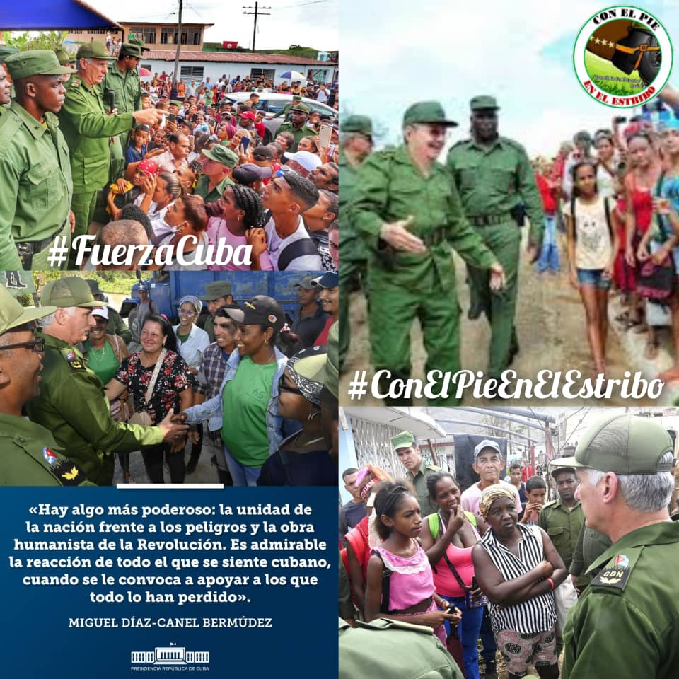 En medio de la actual situación, el pueblo cubano vuelve a demostrar, que su fortaleza está en la unidad y la voluntad inquebrantable de seguir adelante.
👉"Por grandes que sean los desafíos, nuestro pueblo defenderá su Revolución socialista"Raúl
#ConElPieEnElEstribo 
#FuerzaCuba