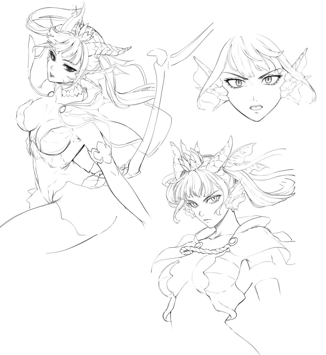 burugozu's tweet image. some discarded sketches #BlackClover