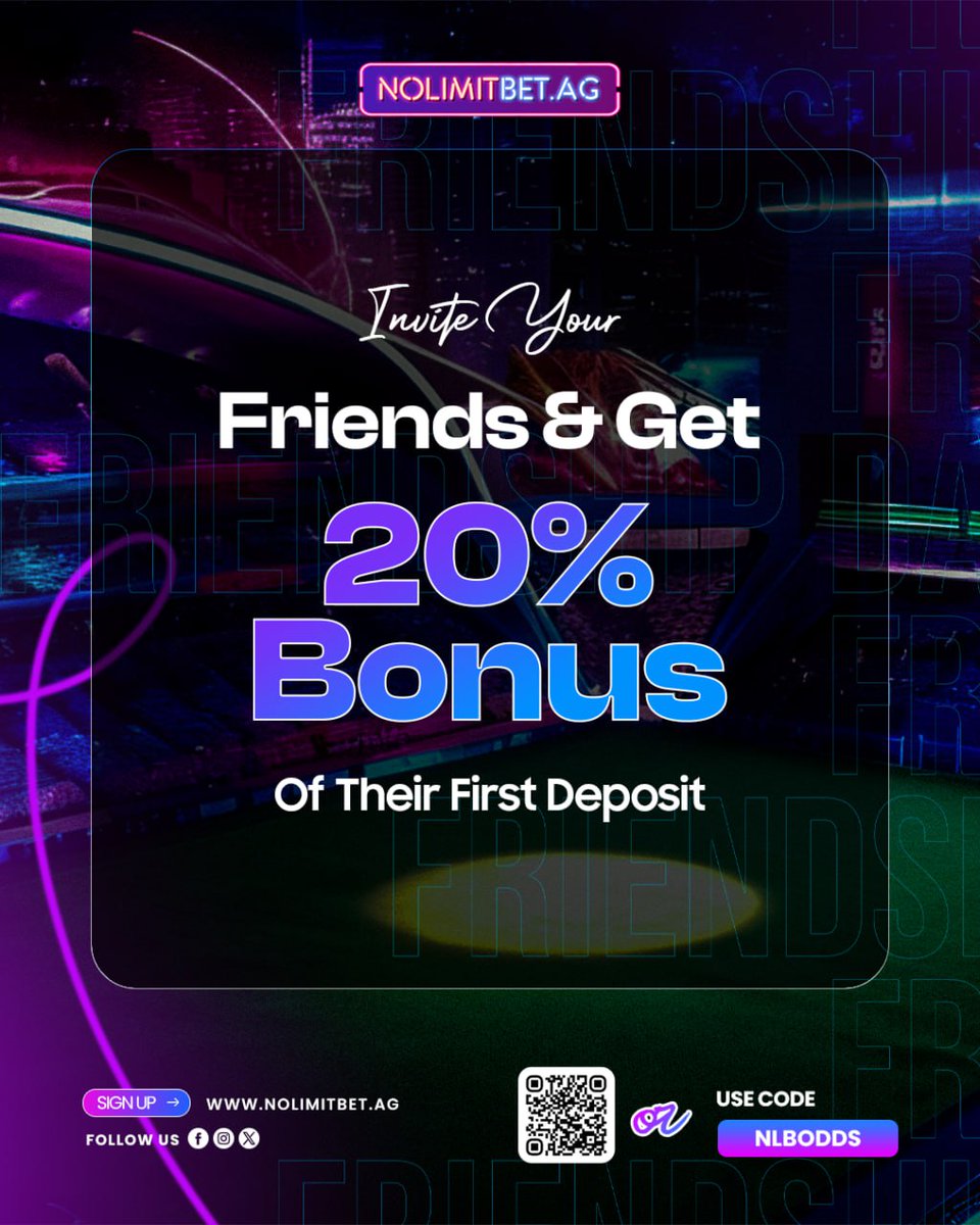 ConvertOdds's tweet image. Turn friendships into rewards! 🎉
Invite your crew, and score a 20% bonus when they make their first deposit.
More friends. More perks. More winning.
Link:nolimitbet.ag/?aff=NLBODDS
Code:NLBODDS

#NoLimitBet #SportsbookPromo #ReferAFriend #BettingBonus #SportsBetting #OnlineBetting