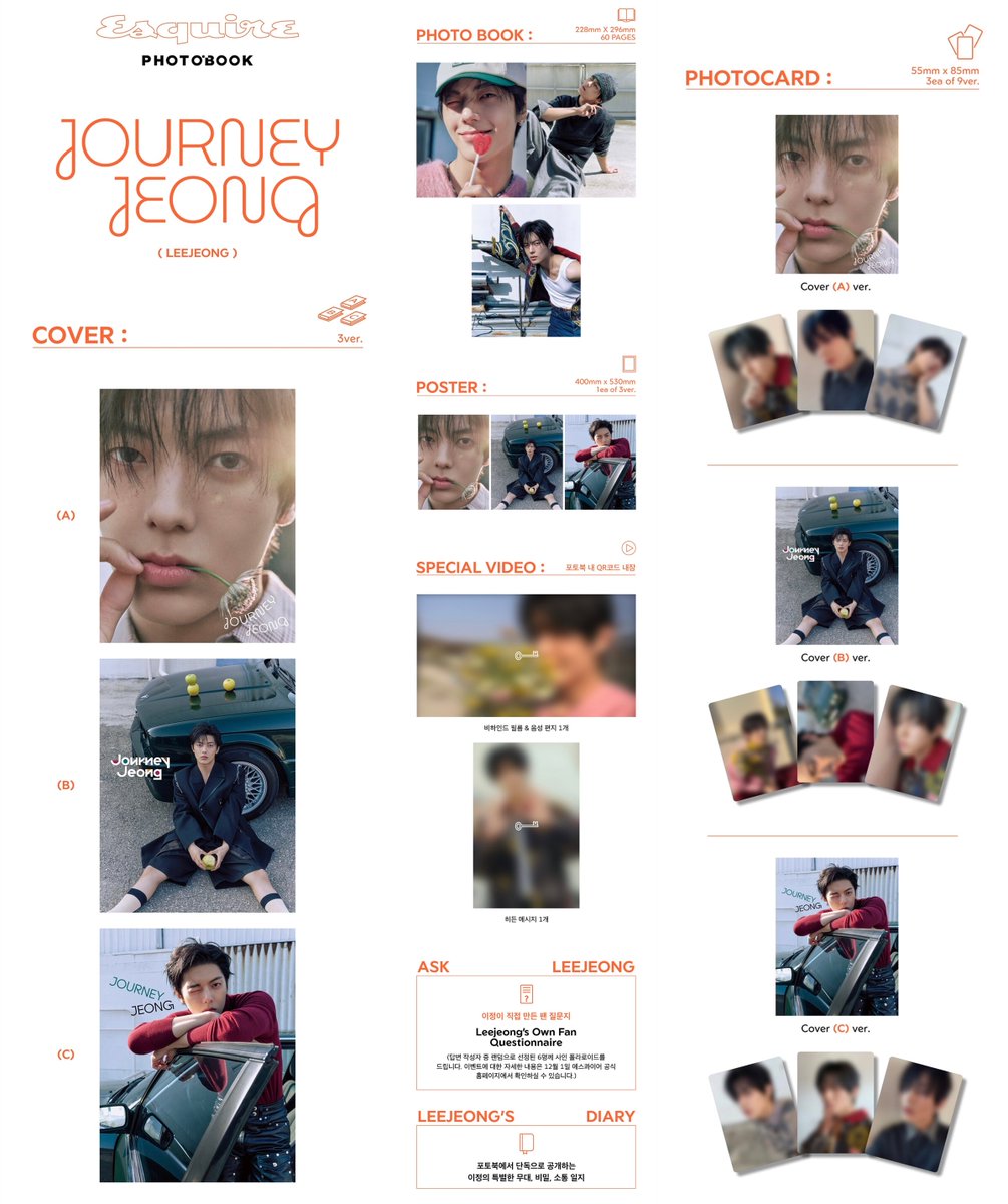 Esquire LEEJEONG PHOTOBOOK Journey Jeong イジョンのフォトブック 各