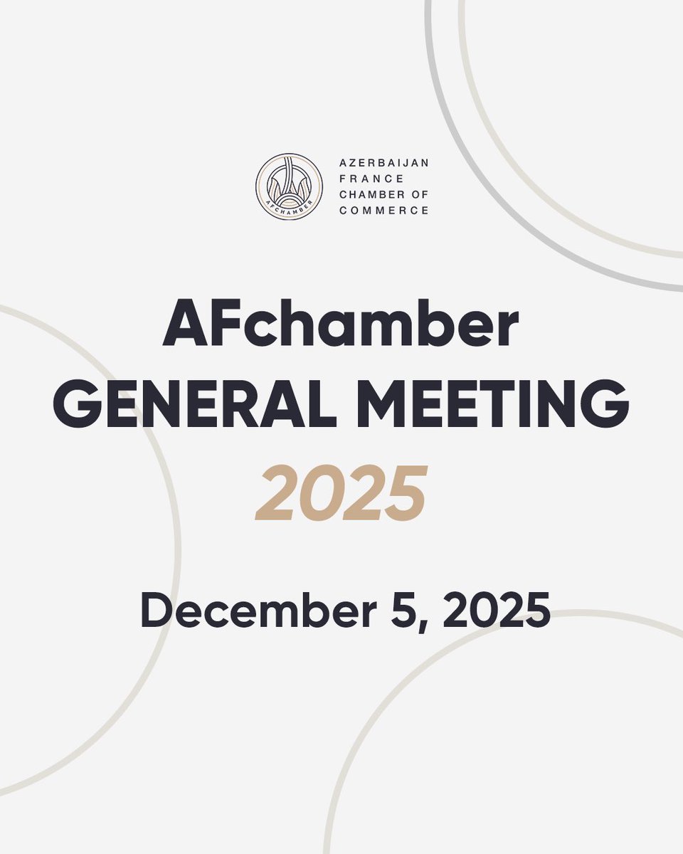 afchambercom's tweet photo. 📢 The deadline for AFchamber Board nominations has been extended to 28 Nov, 18:00!
Submit your forms to managing.director@afchamber.com.
General Meeting: 5 Dec 2025 — eight new Board Members will be elected.

#AFchamber #Leadership #BusinessCommunity #Azerbaijan #BoardElections https://t.co/BkGv4UcxE6