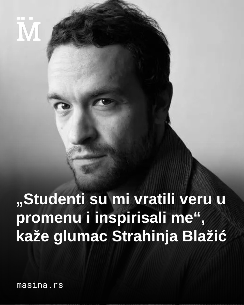 MasinaRS's tweet photo. Glumac Strahinja Blažić sa studentima je prepešačio više od 300 kilometara, širom Srbije. Prvi put je pešačio zajedno sa studentima od Beograda do Novog Sada, pred protest 1. februara, zatim od Bora do Niša pred protest 1. marta i sada, takođe od Beograda do Novog Sada pred komemorativni skup 1. novembra. Osim što je aktivan na protestima koje su organizovali studenti, Blažić učestvuje i u akcijama koje preduzimaju njegove koleginice i kolege.

Saznajte više na našem sajtu👇👇
https://t.co/0w3DEn9ral