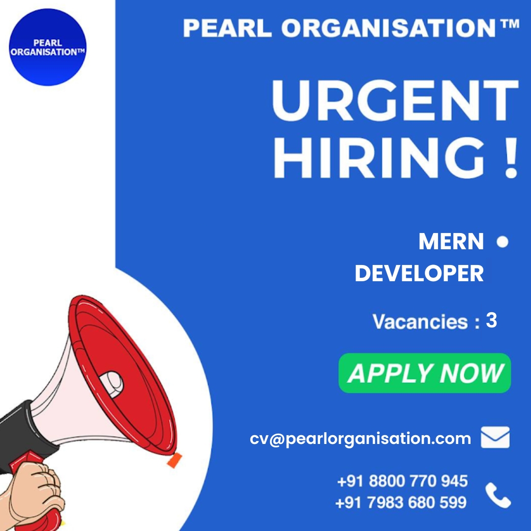 pearlorgs's tweet image. #URGENT #HiringAlert We are looking for #MernDeveloper at our #Dehradun_HQ Location.  Share your updated #CV at cv@pearlorganisation.com /OR you can #call at +91-7983680599 / +91-8800770945  Visit - pearlorganisation.com/careers #PearlOrganisationJobs