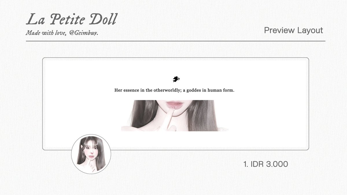 Geimbuy's tweet image. ㅤㅤ
Help  repost,  thankyou  so  much.

Petite  Doll  Colection  : 14  Layout 
ready   stock      Wonyoung     lates
update. Price on pict.  Free retext. 
DM   for    take,   ❤︎

—————   #zonauang  #zonaba  
ㅤㅤ