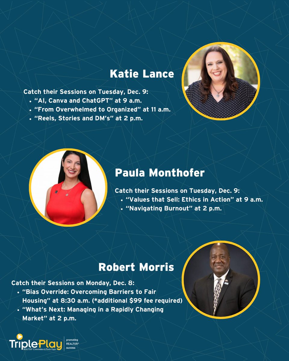 We're excited to welcome these top speakers to the 2025 Realtors® Triple Play speaker lineup! Register now to attend their sessions: triplep.ly/3Xvs1RS