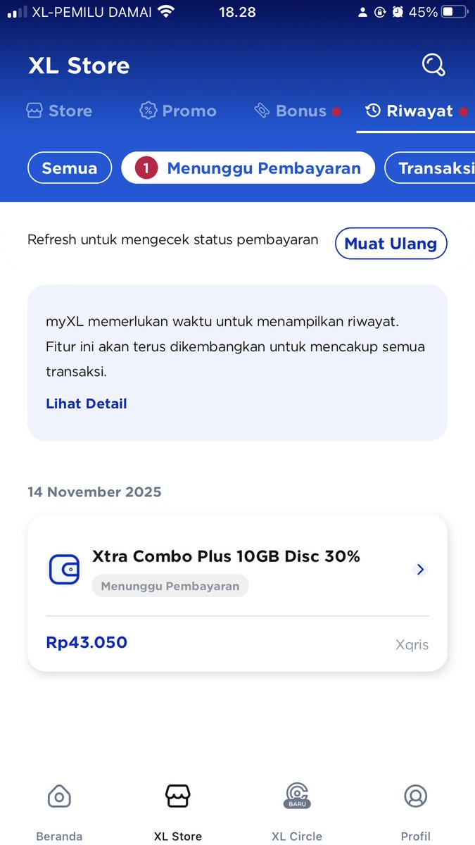 katashopee's tweet photo. @myXLCare @XLSMART Beli kuota di myxl dg pembayaran qris,saldo udah kepotong tapi statusnya masih menunggu pembayaran aja,tolong dong min solusinya https://t.co/BNd5xAqsdX