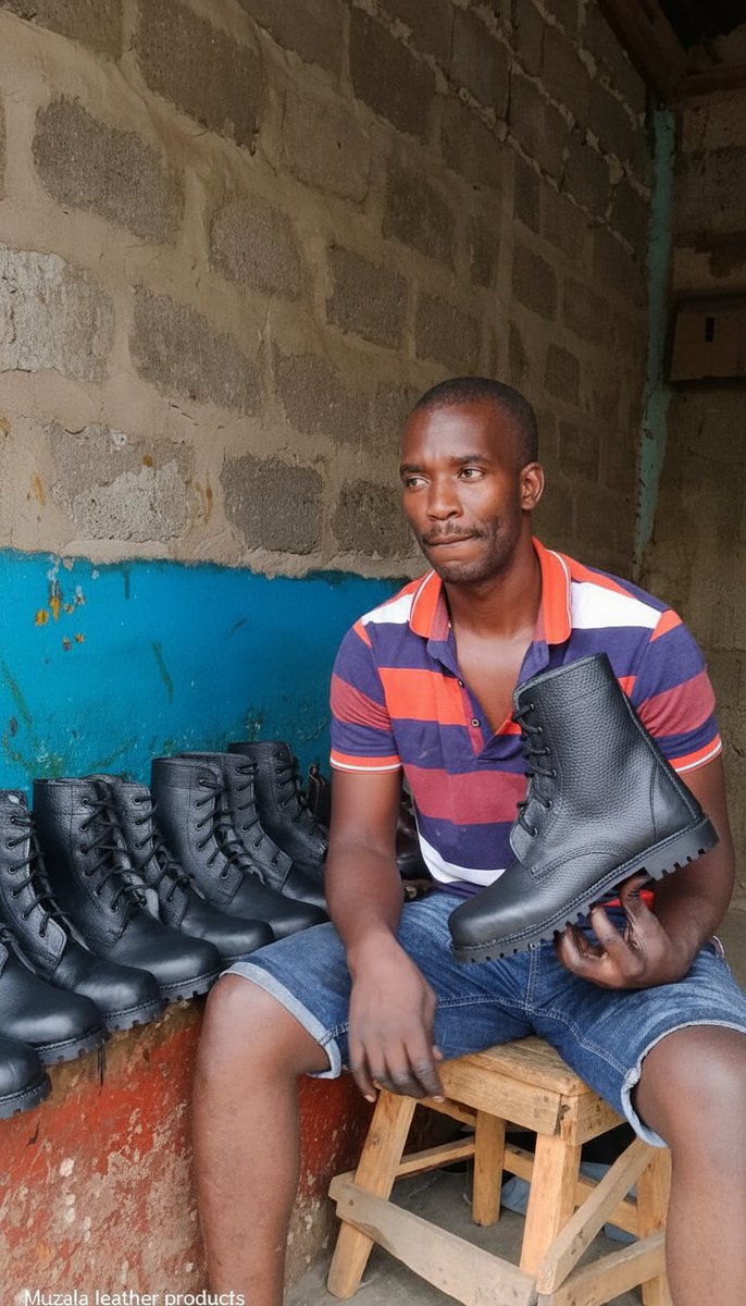 KasiEconomy's tweet image. Zambian Shoemaker Esau Valende made boots for a Zambian security company. Africa is rising...
