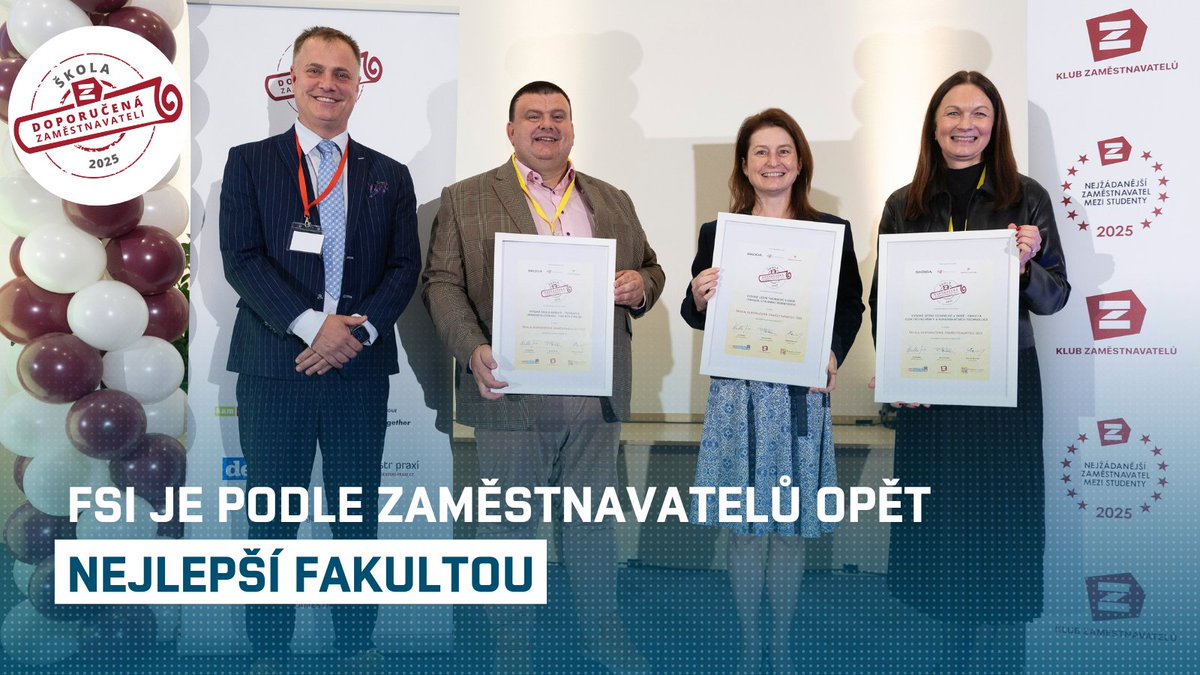 🏆 FSI je nejlepší fakultou podle zaměstnavatelů!
V anketě Škola doporučená zaměstnavateli jsme získali zlato – už 8×!
Mezi 167 fakultami potvrdilo strojní inženýrství svůj význam pro trh práce.
Děkujeme zaměstnavatelům i všem, kdo k úspěchu FSI a <a href="/vutvbrne/">Vysoké učení technické v Brně</a> přispívají! 💙