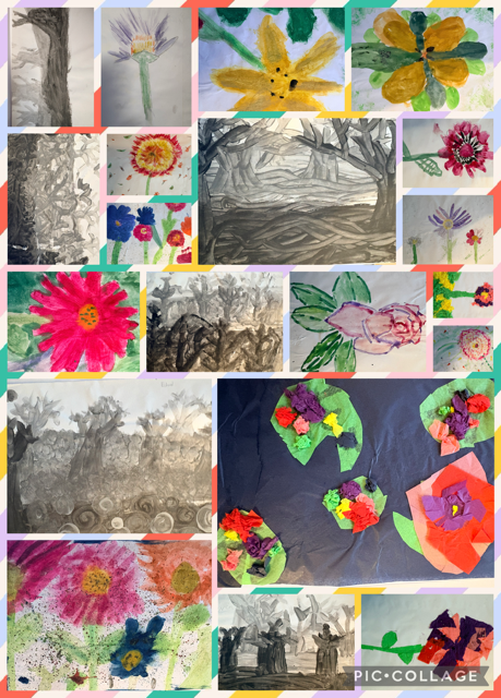BranfilPrimary's tweet image. Year 4 have been working on a series of Art lessons involving plants  carrying out close observations in watercolour, created depth with monochromatic tree scenes and explored collage! #create #art