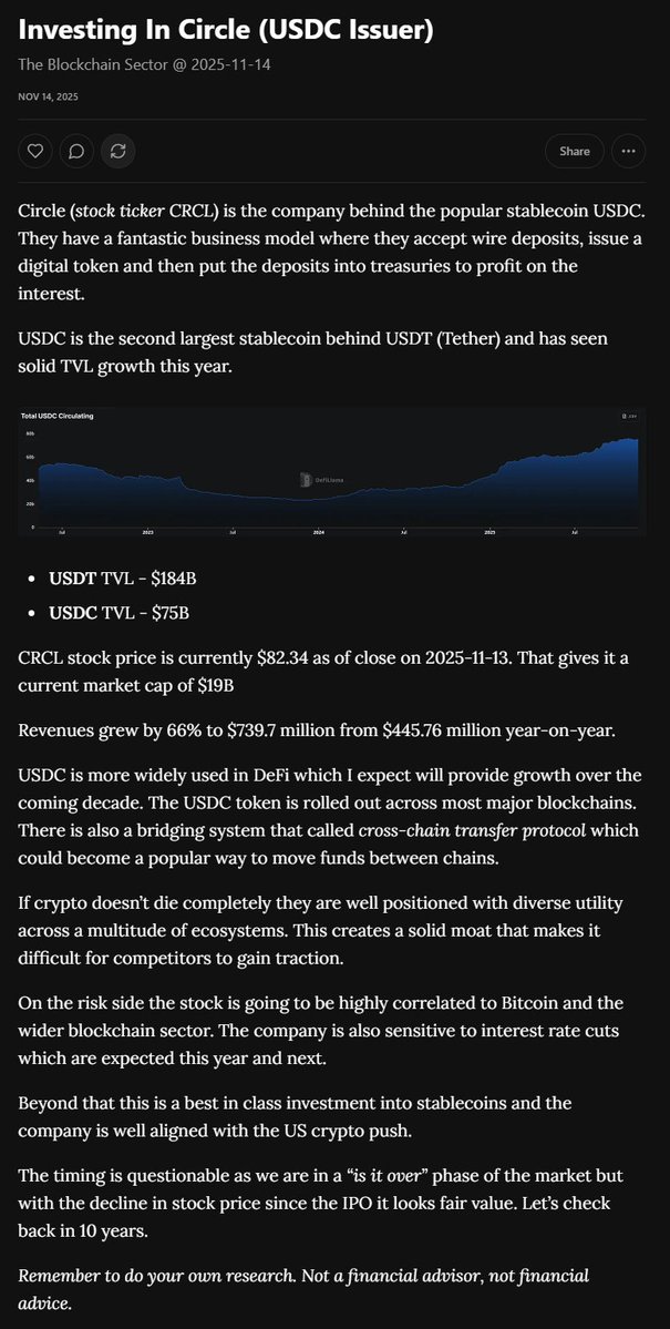 Some thoughts on why I purchased Circle $CRCL,  issuer of USDC this week

bachini.substack.com/p/investing-in…