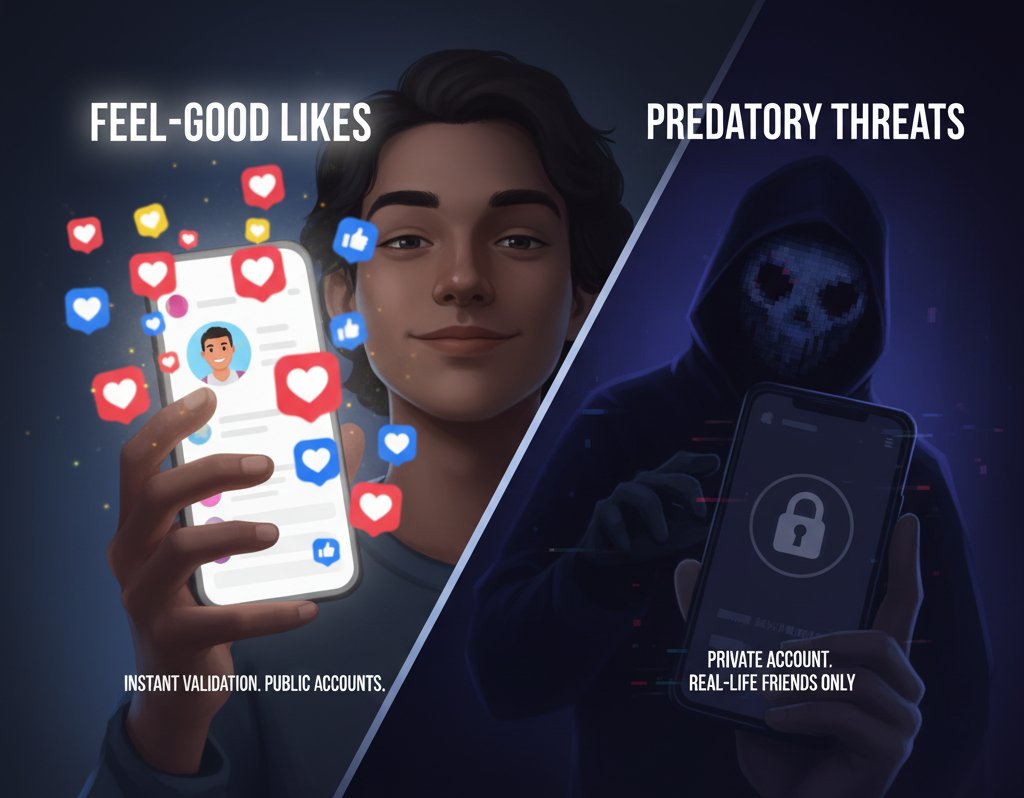 Microcybersec's tweet image. Likes = dopamine.
Strangers = danger.

Keep their world small and safe: private accounts, real-life friends only. 🚫🦊📱

For more info, please visit: microcybersec.com

#microsec #FamilySafety #OnlineSafety #PrivacyMatters