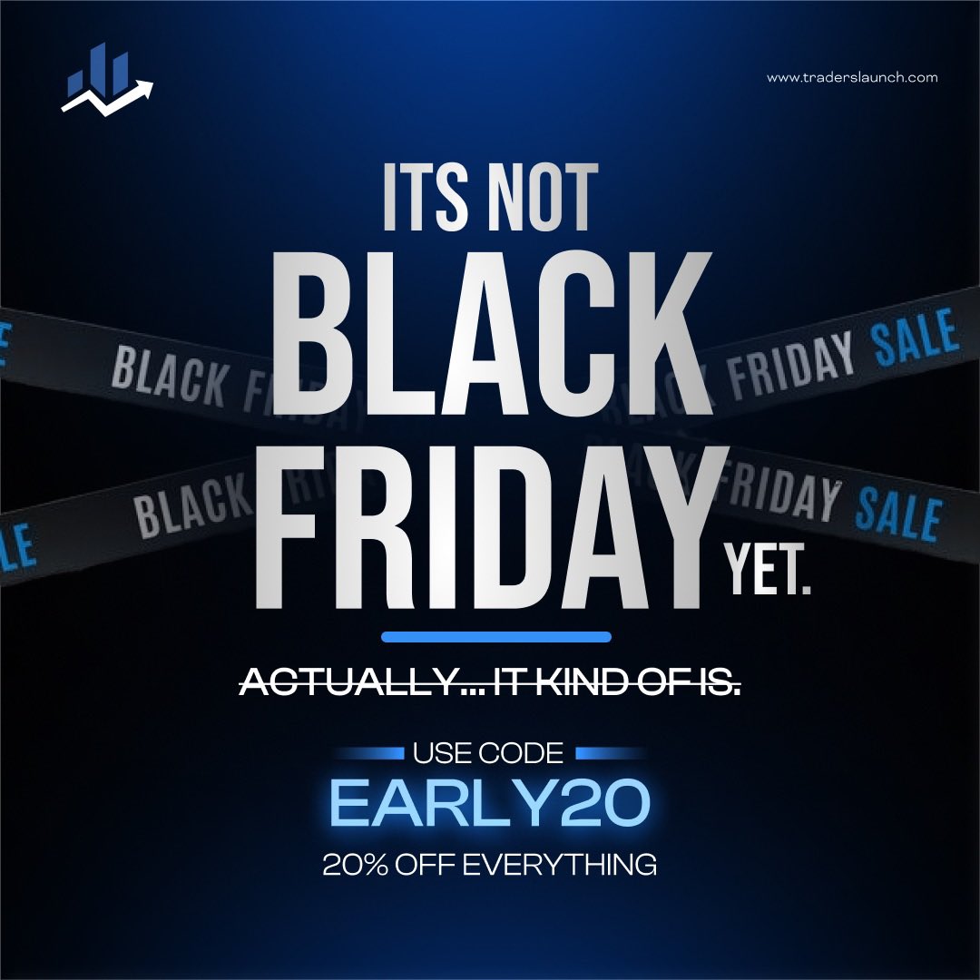 TradersLaunch's tweet image. 🎉 EARLY BLACK FRIDAY IS LIVE – 20% OFF 🎉

EARLY20 is now live → 20% off EVERYTHING at Traders Launch.

One-step funding, EOD drawdown (locks at starting balance), daily payouts.

Expires - 21st Of November (MIDNIGHT ET)