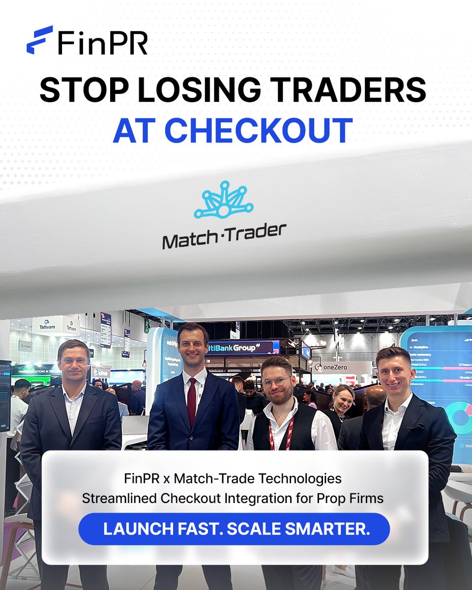 FinPRcom's tweet image. Stop losing traders at checkout!

FinPR &amp;amp; @MatchTradeTech  offer a custom, streamlined checkout for prop firms:
📈 Higher conversions
📉 Fewer abandoned carts
🚀 Better scalability

Launch fast, grow worldwide. Book your consultation! 👇

#PropFirms #Fintech