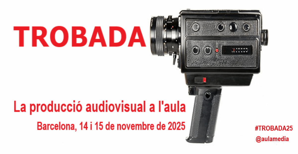 🎥 "TROBADA. La producció audiovisual a l'aula"
Barcelona, 14 i 15 de novembre de 2025.
INFORMACIÓ: jornades.aulamedia.org

🎬 Organitza: AulaMèdia. Educació Mediàtica

▶️ Amb la col·laboració de: <a href="/FICCAT/">Festival FIC-CAT</a> - @Kineina i <a href="/nextus_global/">nextus</a> 

#AulaMèdia
#EducacióMediàtica
#TROBADA25