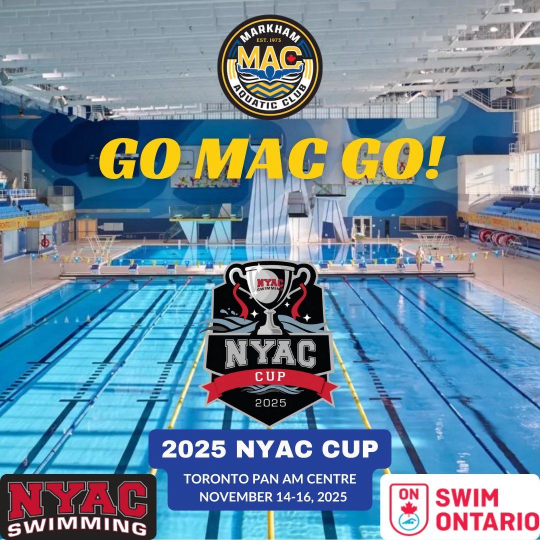 macswimclub's tweet image. Wishing the #MACarmy the best of luck as they compete in the 2025 NYAC Cup today! 🔥🏊‍♂️💪 A heartfelt thank you to the @nyac_toronto officials and volunteers for organizing this event! ❤️ #gomacgo #fastweekend #wearemarkhamswimming