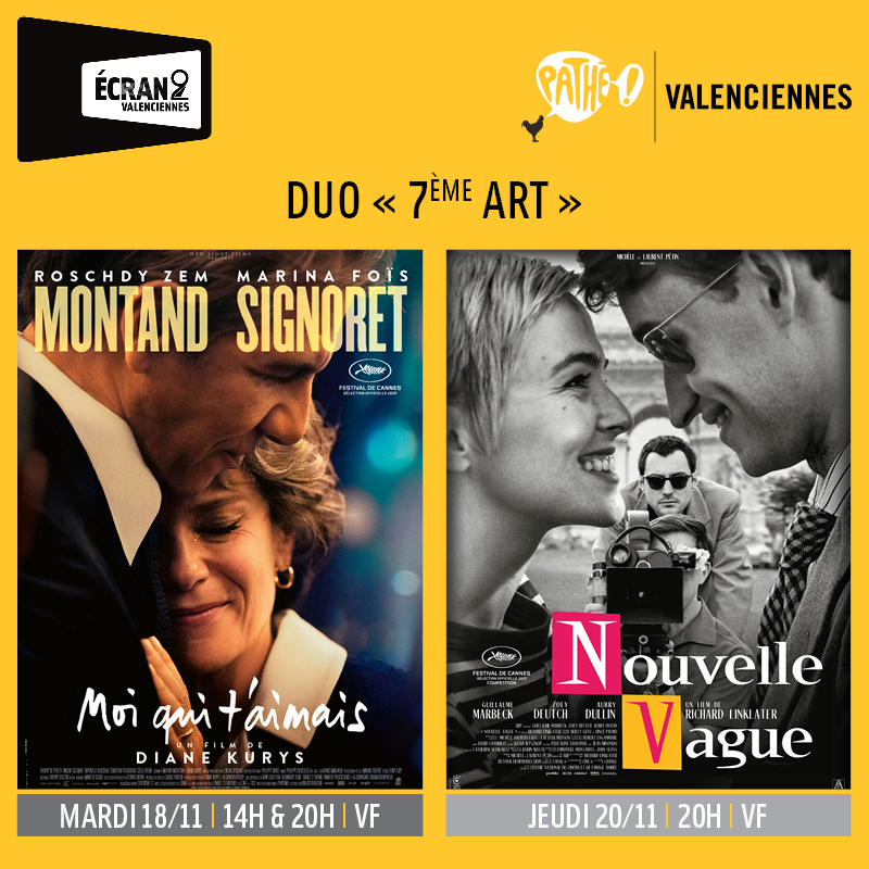Ecran2_Val's tweet image. 🗓Retrouvez 2 films inspirés par des personnalités du 7ème Art :
&amp;gt; #montand/ #signoret dans #moiquitaimais de #dianekurys : MARDI 18/11 à 14H &amp;amp; 20H | Dernières Projections | VF
&amp;gt; #godard pour #nouvellevague de #richardlinklater : JEUDI 20/11 à 20H | Dernière Projection | VF