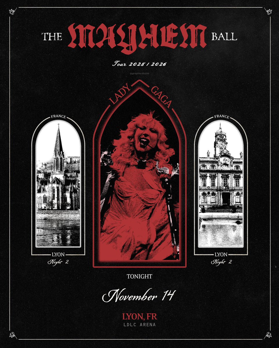 MayhemBallTour's tweet image. Lyon N2 🇫🇷 

Wesh le sang ! Lady Gaga is back at the LDLC Arena tonight for the second and final MAYHEM Ball date in Lyon 🦁✨

After an explosive first night where she wrapped up her revisit of the Joanne era, she’s expected to kick off a brand new chapter tonight with fresh…