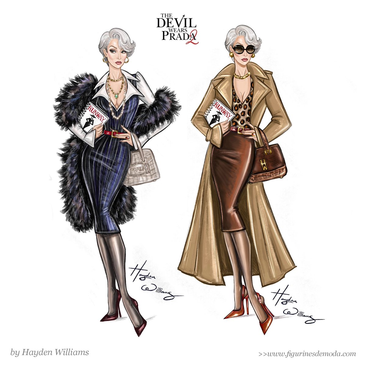 FigurinesdeModa's tweet image. Hayden Williams,el ilustrador e influencer a quien entrevistamos en el libro figurinesdemoda.com ha creado estos figurines de Miranda Priestly (Meryl Streep) ahora que han lanzado el tráiler oficial de la secuela de la película El Diablo Viste de Prada #devilwearsprada2 #moda