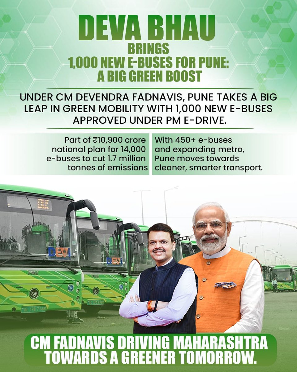 CM <a href="/Dev_Fadnavis/">Devendra Fadnavis</a> ji drives Maharashtra’s green revolution with eco-friendly buses for a cleaner tomorrow.