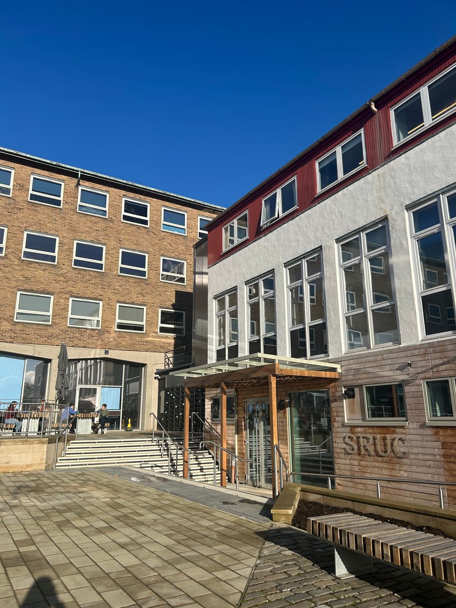 SRUC's tweet image. Autumn days don’t get much better than this. Our Edinburgh campus looking stunning under clear blue skies this week - golden leaves, crisp air, and plenty of reasons to get outside between classes.