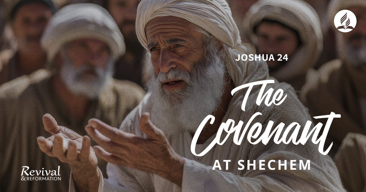 Revive_Reform's tweet image. God made a covenant with Israel at Mt. Sinai (see Ex. 19:3-6 and 20:1-7), and Moses renewed it with them before he died (Deut. 29 and 30). In this chapter Joshua also renews the covenant in light of his imminent death.

Go to Daily Bible Reading 👉 revivalandreformation.org/bhp/en/bible/j…