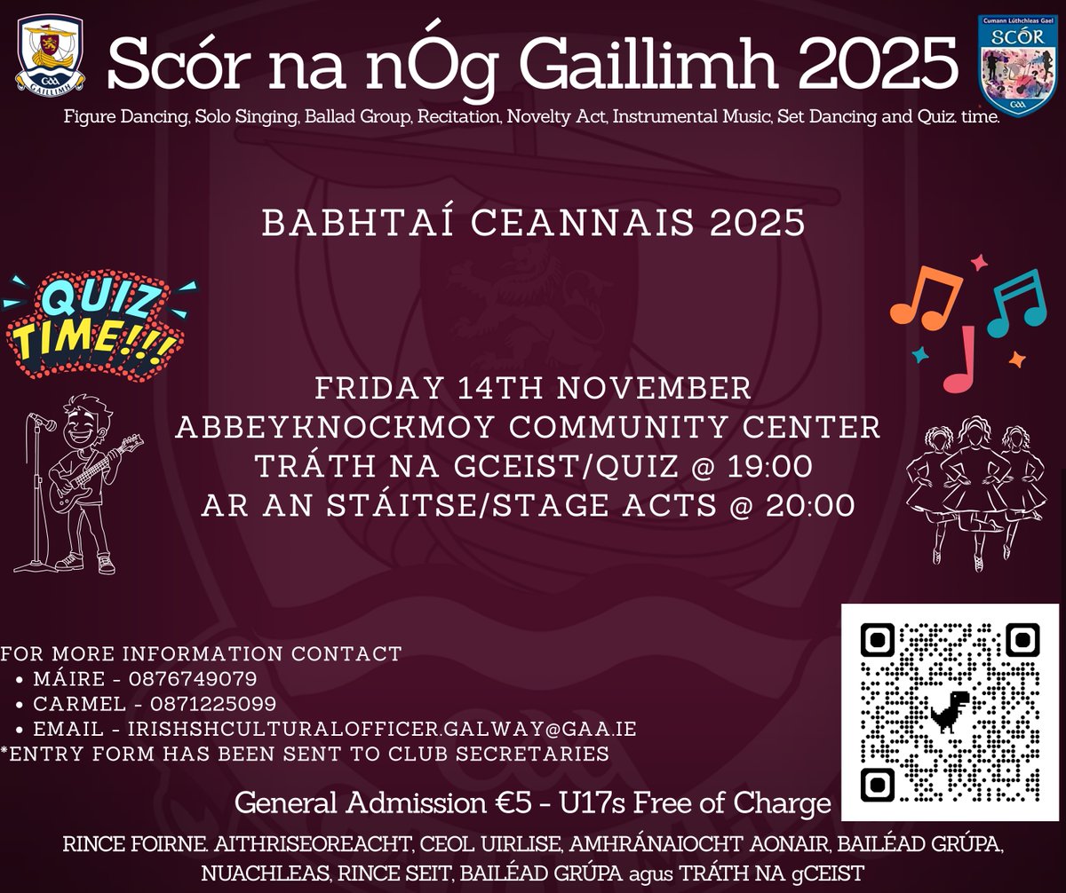 Best of luck to all clubs taking part in Scór na nÓg Gaillimh tonight

Event Tickets
universe.com/events/babhtai…