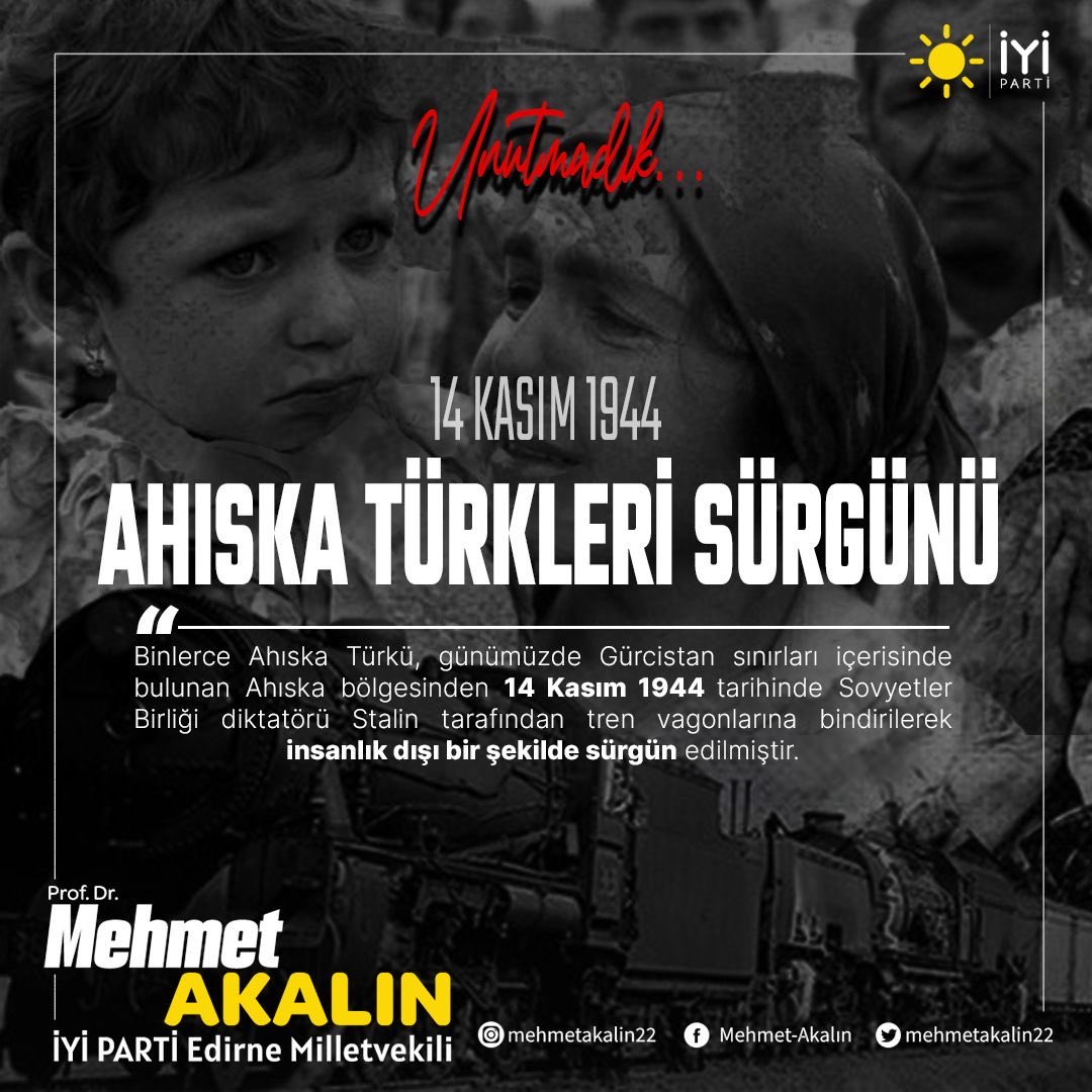 mehmetakalin22's tweet image. 81 yıl önce Ahıska Türkleri, bir gecede yurtlarından koparıldı, vagonlara doldurulup bilinmezliğe sürüldü.

Bu büyük acıyı unutmadık, unutturmayacağız.

#AhıskaTürkleriSürgünü