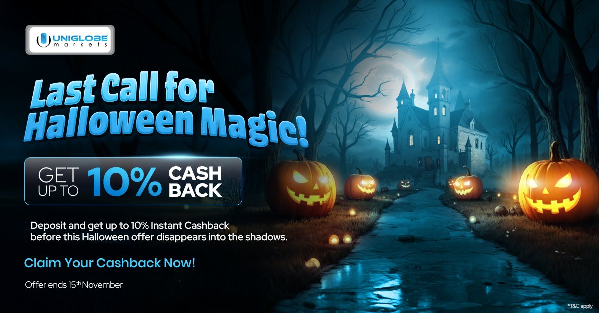 🎃 LAST DAY! Uniglobe Markets Halloween Haunt Ends Tonight! 👻
Get up to 10% INSTANT Cashback on your deposits — final chance!
📷 Open to new &amp; existing traders
📷 Deposit. Trade. Get Rewarded.
📷 Offer ends today — grab your treat before it’s gone!

👉 uniglobemarkets.com/halloween-cash…