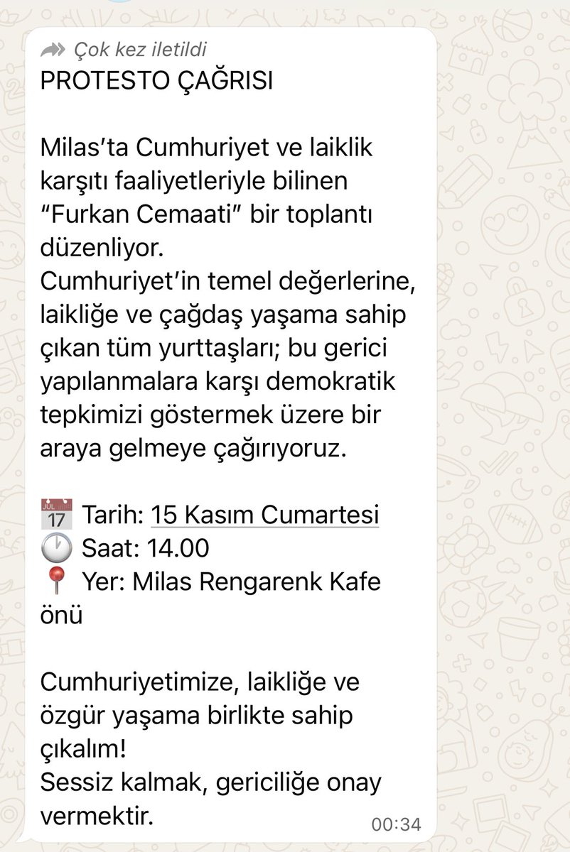 🔴Milas'ta Anayasal Haklar Çiğneniyor‼️

Bir konferansın sırf "karşıt görüş" var diye Emniyet eliyle engellenmesi, kabul edilemez! Görevi toplumsal barışı ve güvenliği sağlamak olan Milas Emniyeti, ne yazık ki ayrıştırıcı bir rol üstleniyor.

DiniKonferansa Engel 
#MilasEmniyeti