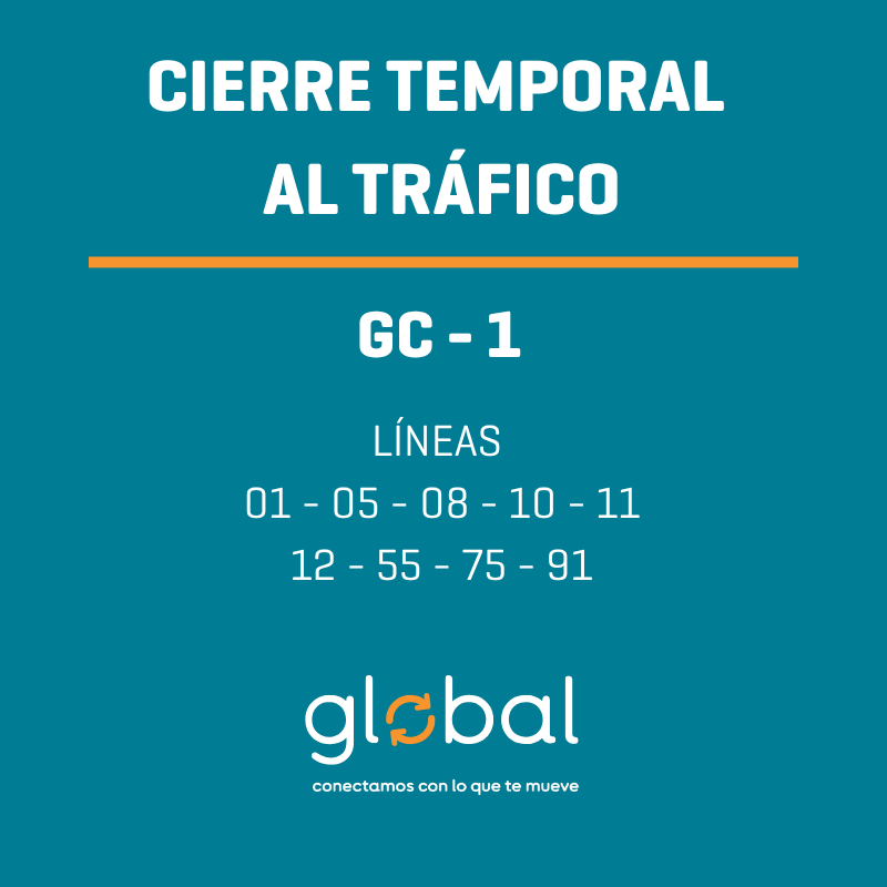 guaguasglobal's tweet photo. 🚨Atención🚨Cierre temporal al tráfico de la GC-1 debido a obras. Más información en el siguiente link: https://t.co/MLYKYdMzbF

#GuaguasGlobal #transportepublico #Trafico https://t.co/FkKE9oCPmD