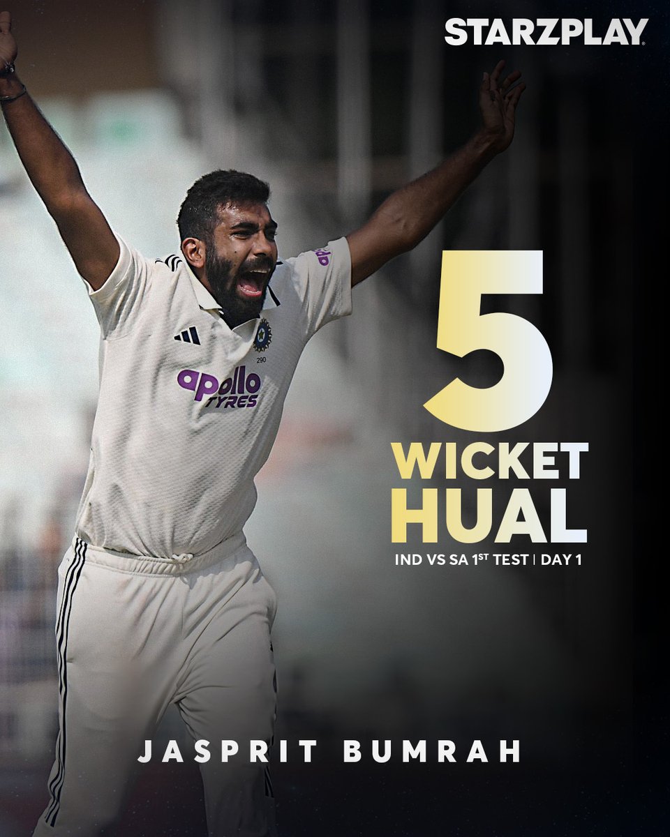 starzplaymasala's tweet image. Jasprit Bumrah strikes with pure fire! 🔥⚡

A stunning 5-wicket haul dismantles South Africa for just 159, turning the match on its head and igniting India’s charge. 💥

#BumrahMagic #PaceStorm #GameChange