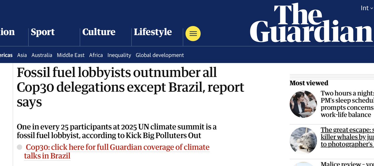SRclimatechange's tweet image. 🎤 After @CIJ_ICJ #AdvisoryOpinion + 6-decade playbook of #climate #obstruction, states at #COP30 should recognize irreconcilable #ConflictOfInterest of #FossilFuelindustry

🗞️@guardian tinyurl.com/459b6htw
📗tinyurl.com/46fwbnz3
🎙️tinyurl.com/bdf6hys8 w @UN_SPExperts