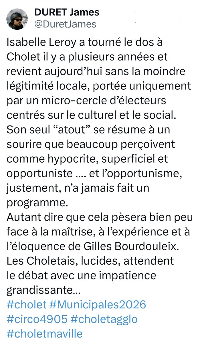 laroulotte49's tweet image. Il y a des retournements de situation stupéfiants.
Le post de #Duret pose question, pourquoi rhabille t-il #Pauvrette👩comme ça. Il n'est plus copain avec Rondelles de saucisson (👓) #Ligot et consorts. Il s'est fait jarter ?
@Republicains_49
@UDI_off
#Municipales2026 
#Cholet