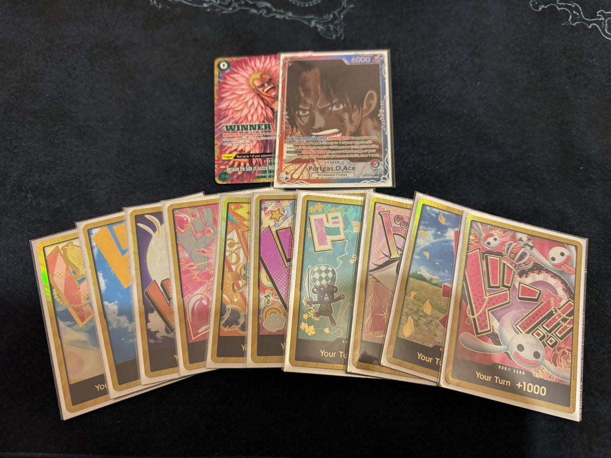 4-0 at locals with RU Ace
Was trying tech cards and extra searchers tonight to help find 8c Event and a Newgate, seems to help a bit.
Hopefully can do well at the treasure cup tomorrow 🏴‍☠️
R1: Zoro 🎲✅ 1st
R2: Imu 🎲✅ 2nd
R3: Imu 🎲❌1st
R4: Roger 🎲✅ 2nd (idk if 1st is better)