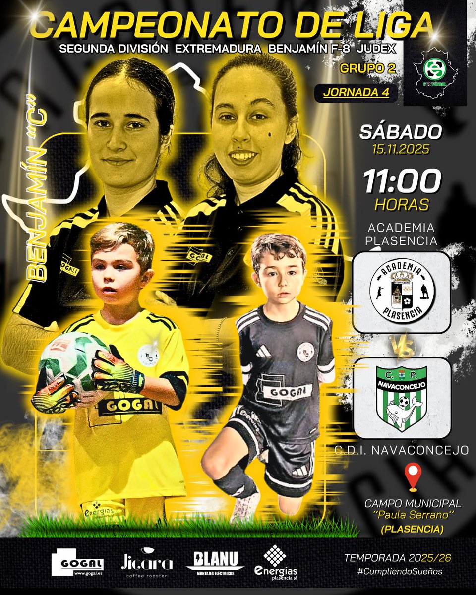 ☑️ | ¡4ª Jornada de Liga para nuestro #𝐵𝑒𝑛𝑗𝑎𝑚𝜄́𝑛 “C”! 

🗓️ 15/11/25. 
🕚 11:00 H. 
🏟️ Municipal Paula Serrano (Plasencia). 
🆚 #CDINavaconcejo    
🙌🏻 ¡Disfrutemos en 𝑒𝑞𝑢𝑖𝑝𝑜!

#AᥴᥲdᥱmιᥲPᥣᥲsᥱᥒᥴιᥲ | #CᥙmρᥣιᥱᥒdoSᥙᥱᥒ̃os