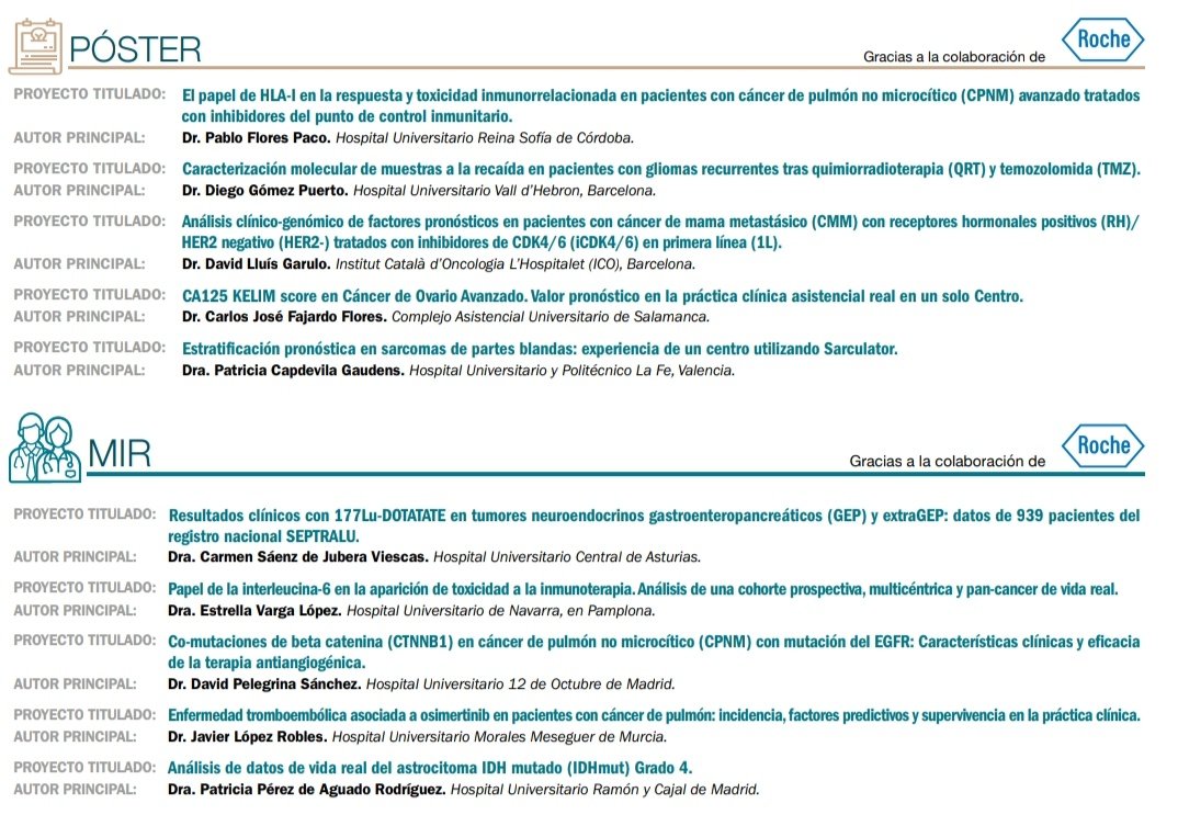 🥇 Hemos entregado los premios a las mejores comunicaciones de #SEOM25: 5 premios a las mejores comunicaciones orales, 5 premios a los mejores pósteres y 5 premios a las mejores comunicaciones de MIR. Gracias a la colaboración de <a href="/Roche/">Roche</a>. ¡Enhorabuena a todos los premiados! 🙌🏻👏🏻